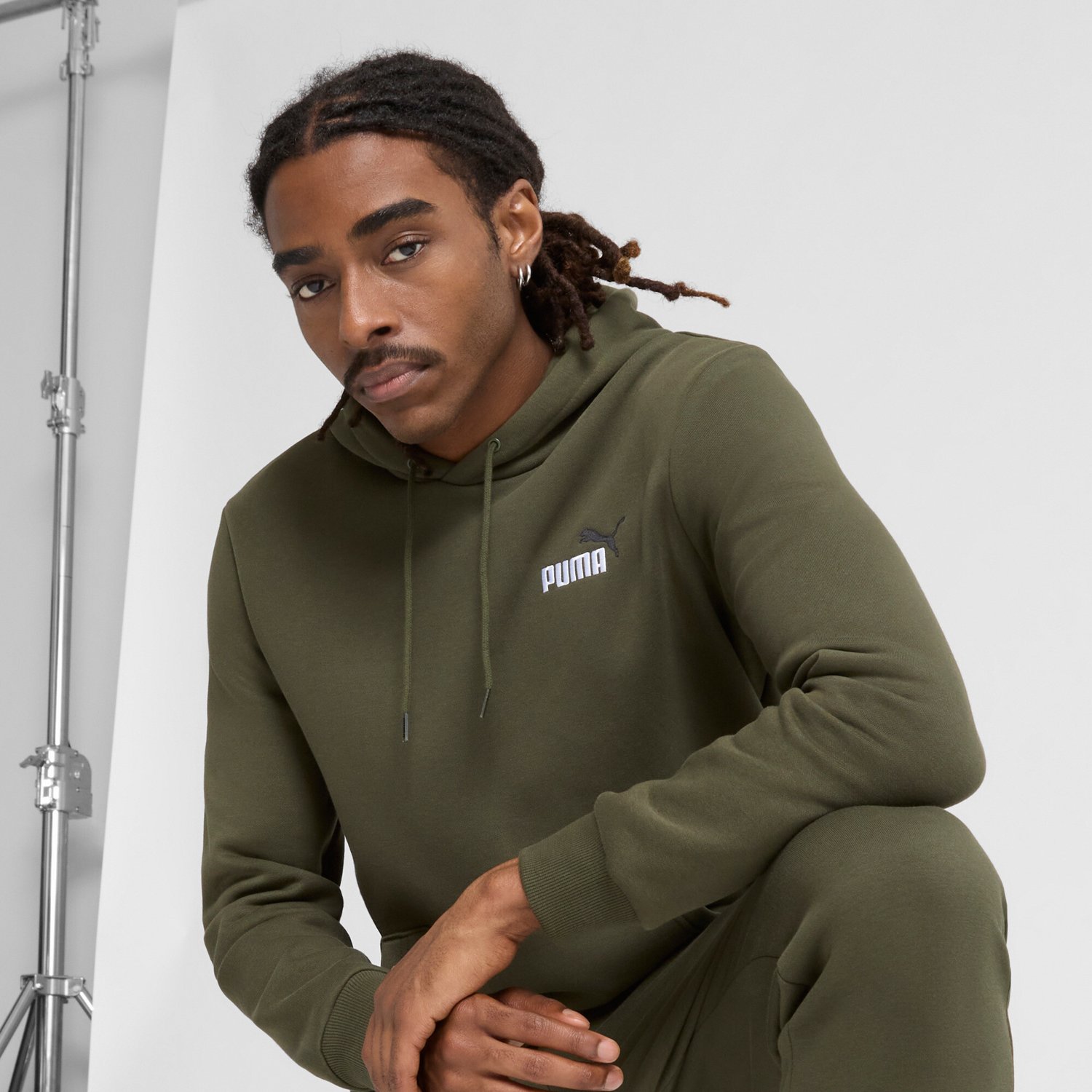 PUMA Men's Essential+ Embroidery Logo Fleece Hoodie Academy