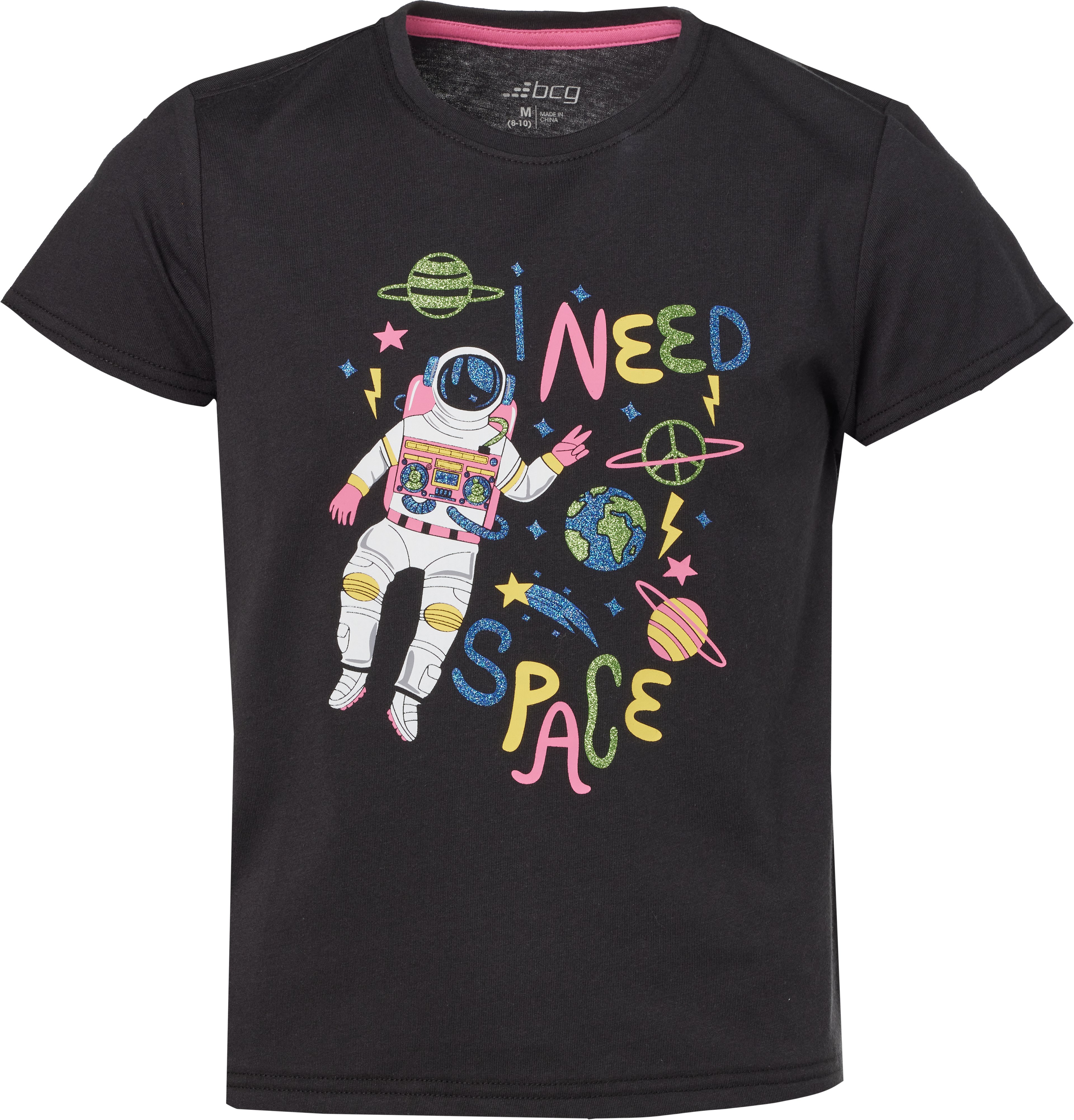 BCG Girls' Lifestyle Short Sleeve Cotton Space T-shirt