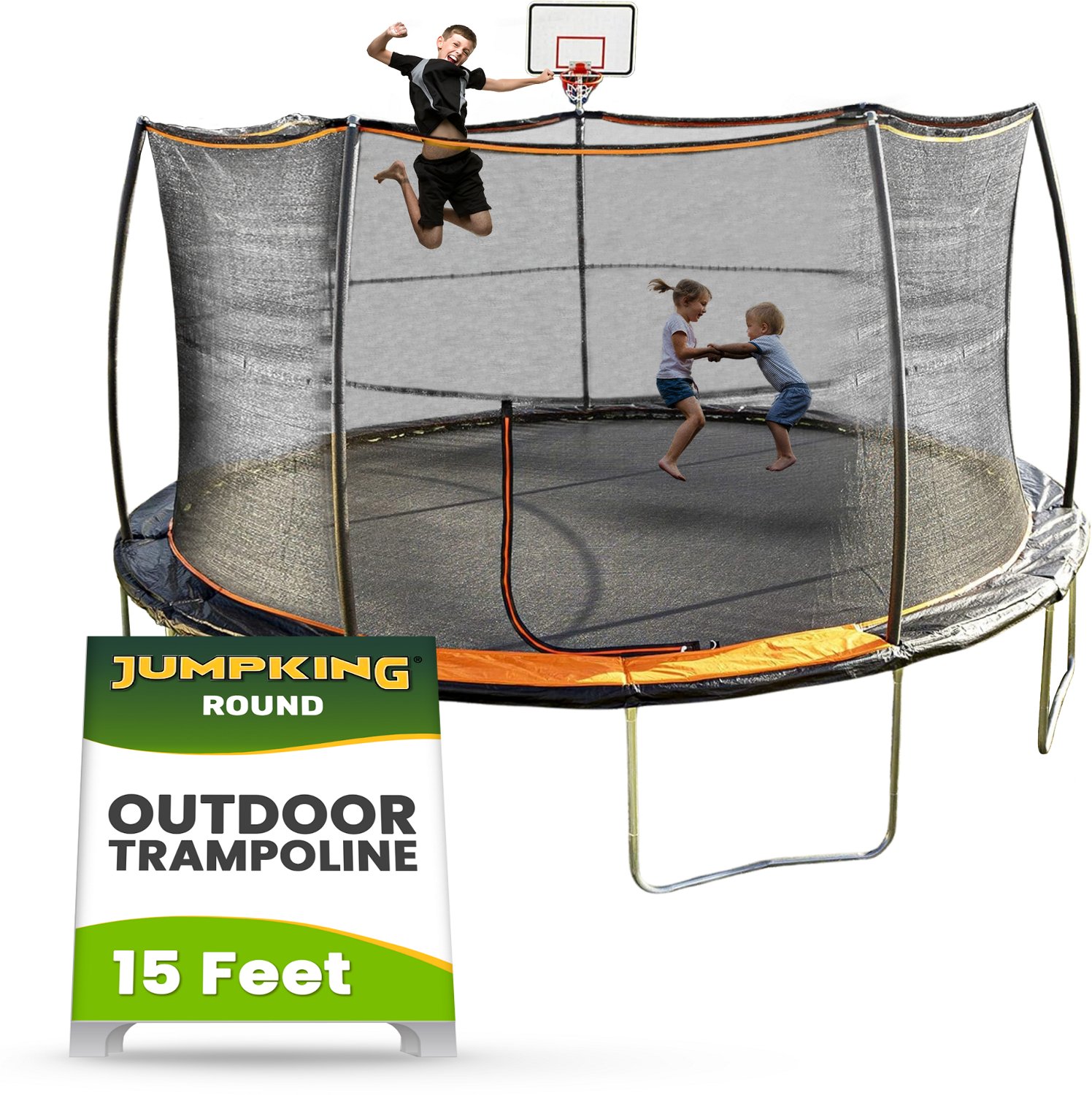 JumpKing 15 ft Trampoline with Basketball Hoop Academy