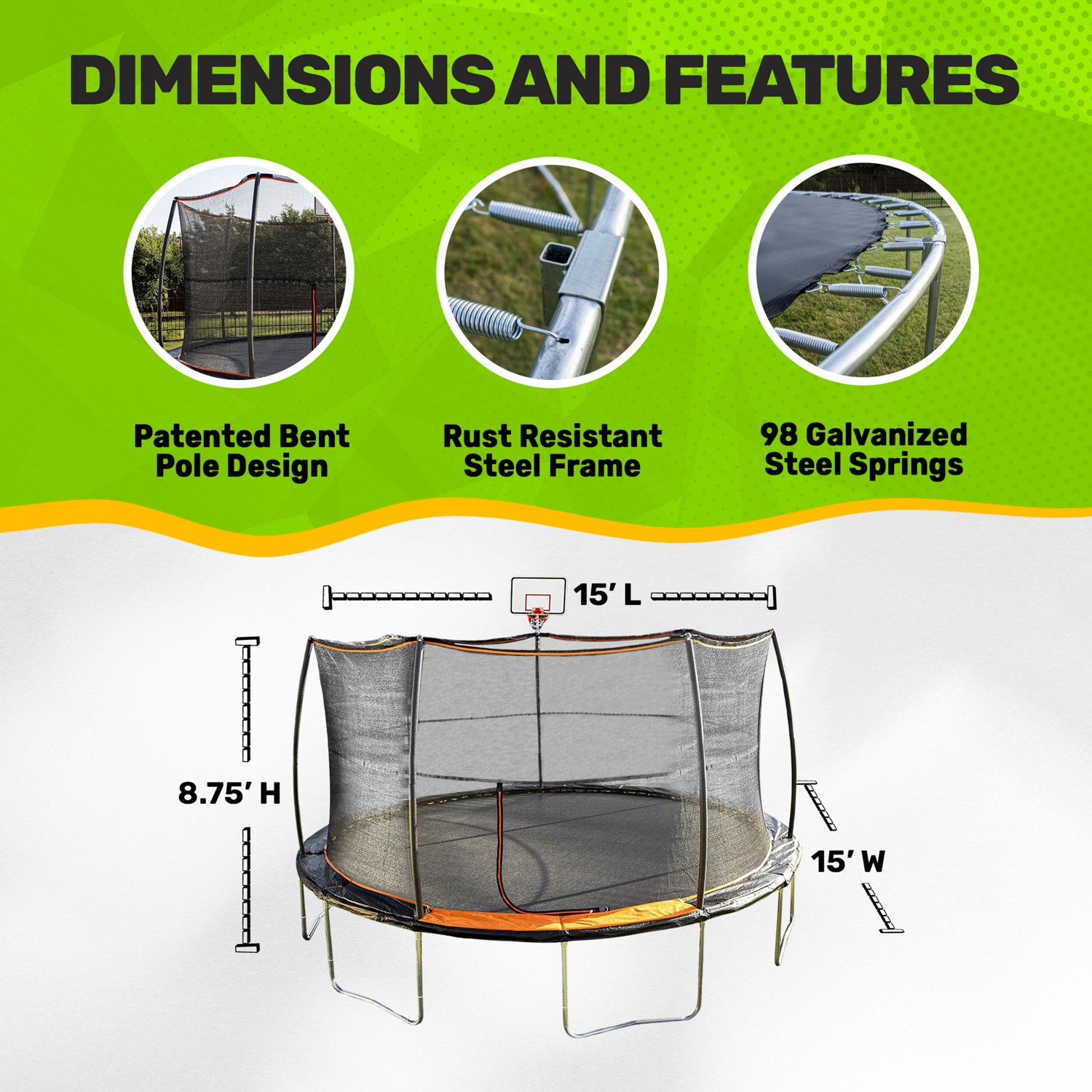 JumpKing 15 ft Trampoline with Basketball Hoop                                                                                   - view number 3