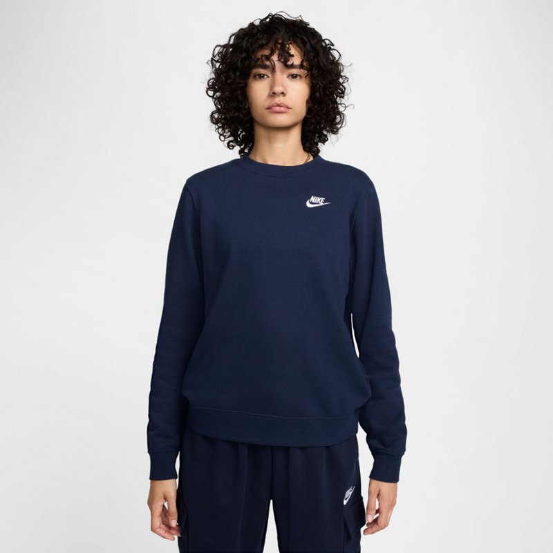 Nike Sportswear Club Fleece Pullover Sweatshirt Obsidian/(White), Small - Women's Athletic Fleece at Academy Sports