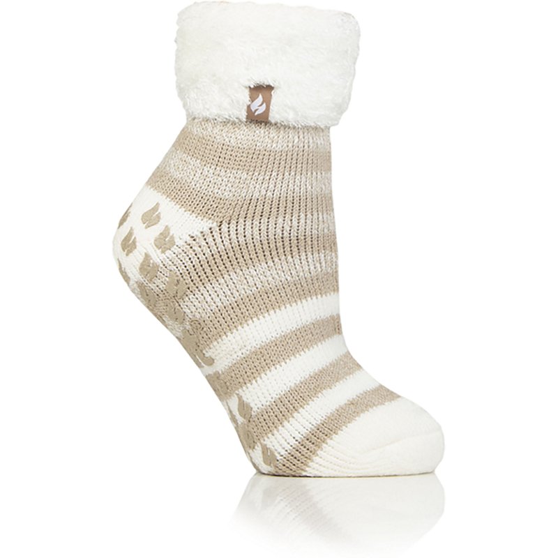 Heat Holders Aberfeldy Stripe Lounge Socks for Ladies - Oatmeal