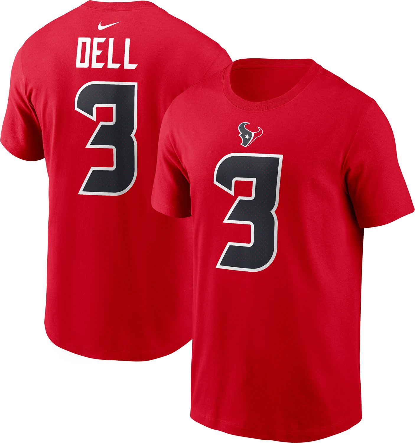 Nike Men's Texans Dell 3 Wordmark Name & Number T-shirt - view number 3