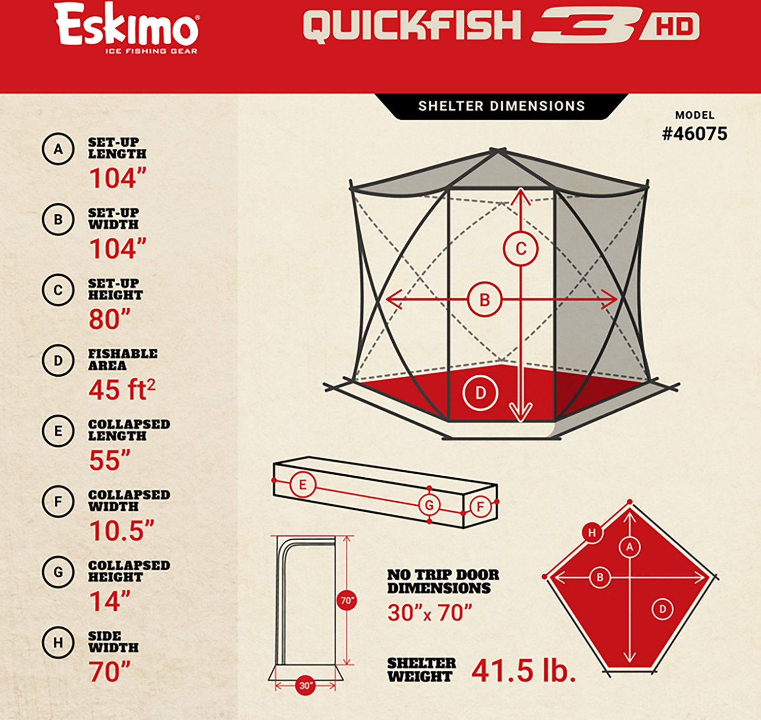 Eskimo QuickFish 3HD Insulated Pop-Up Portable Ice Fishing Shelter - view number 8