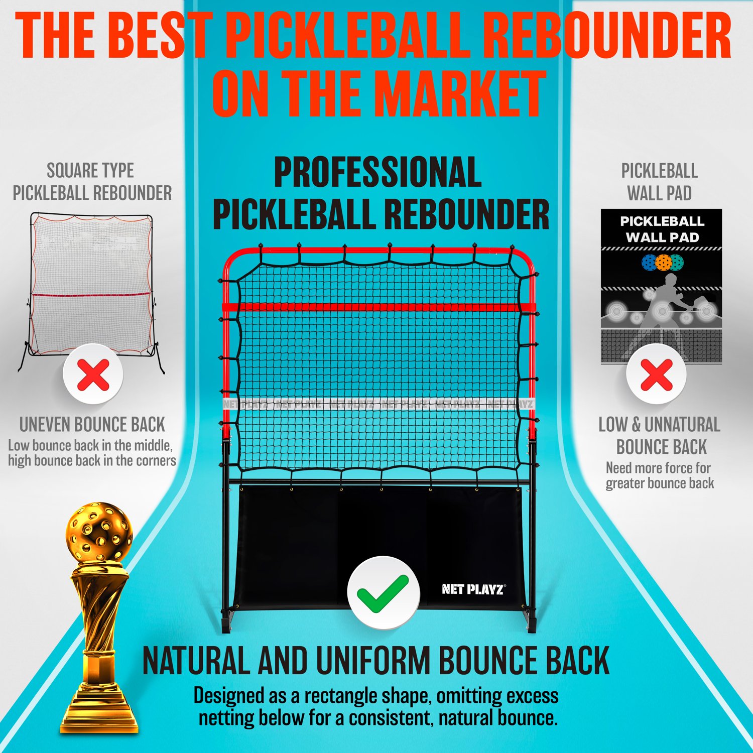 NetPlayz 4 ft Portable Pickleball Rebounder