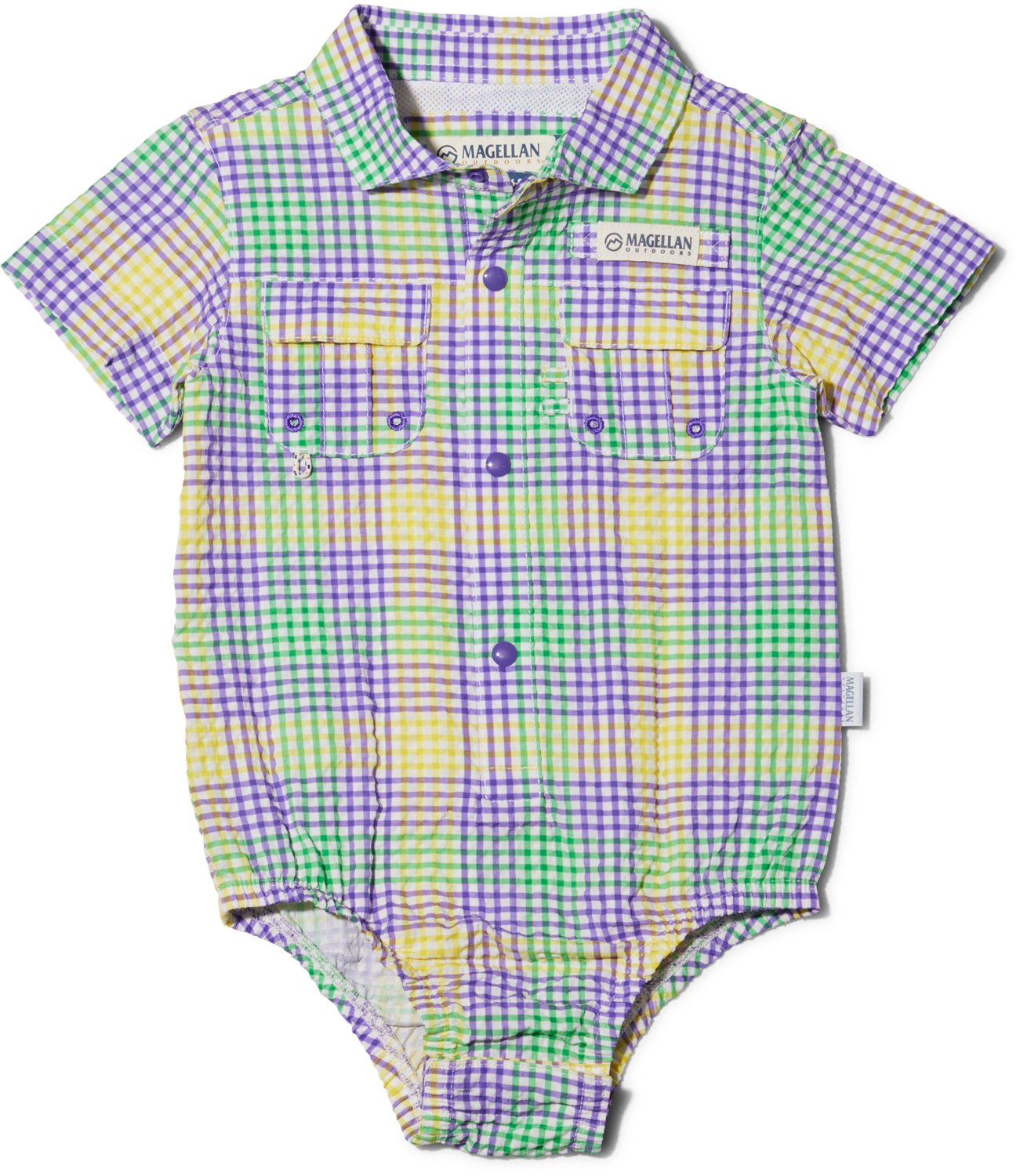 Magellan Outdoors Infant Boys' Mardi Gras Gingham Seersucker Onesie