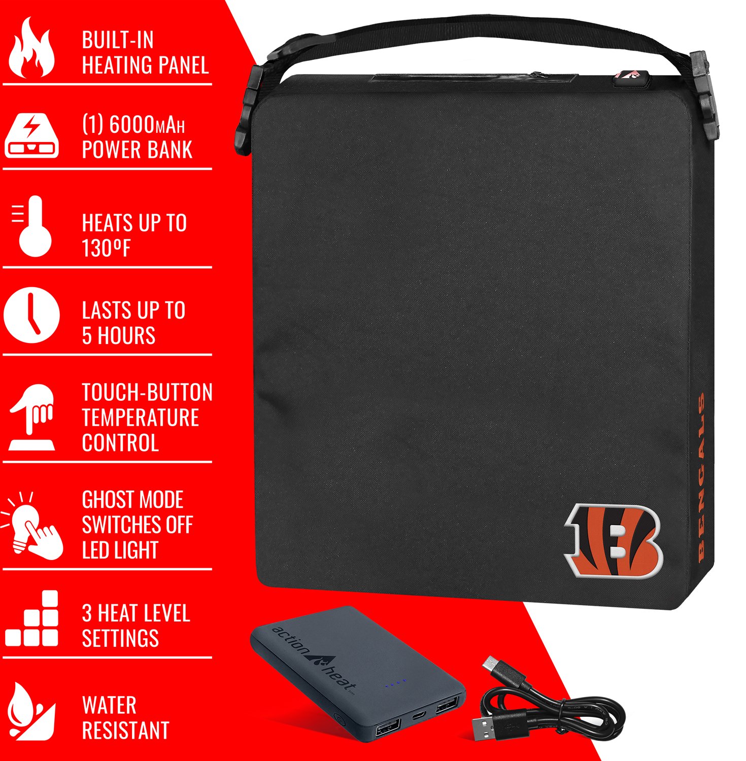 ActionHeat Bengals 5V Battery Heated Seat Cushion - view number 4
