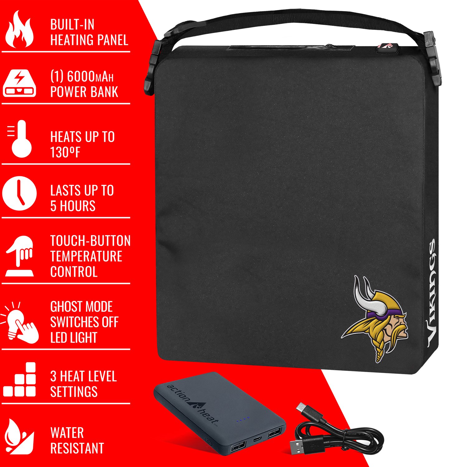 ActionHeat Vikings 5V Battery Heated Seat Cushion - view number 4