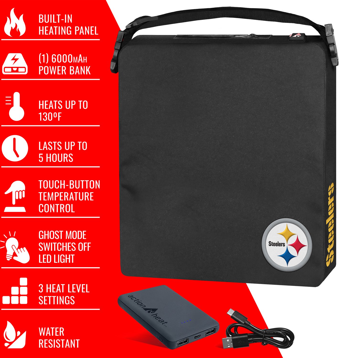 ActionHeat Steelers 5V Battery Heated Seat Cushion - view number 4
