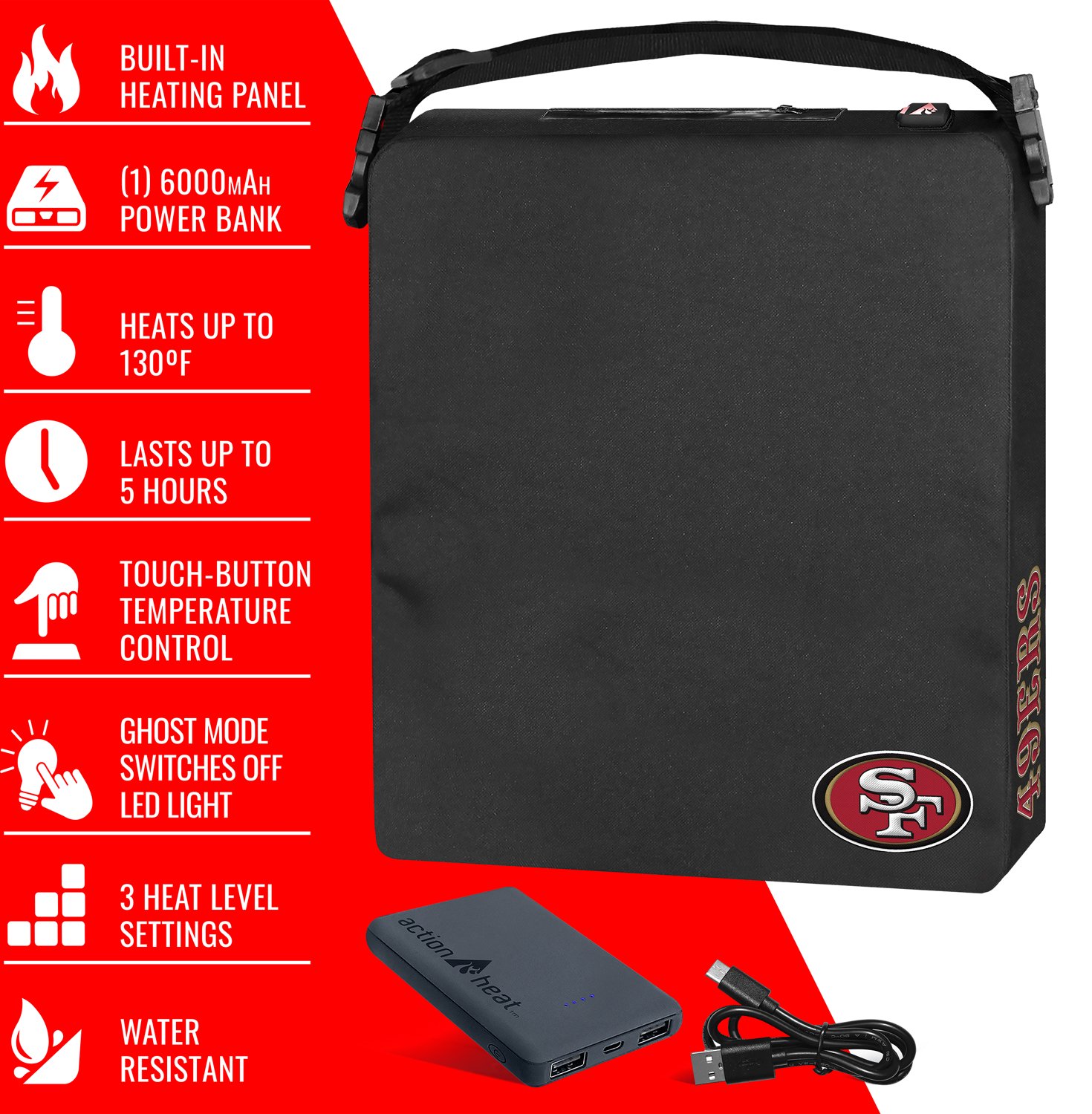 ActionHeat 49ers 5V Battery Heated Seat Cushion - view number 4