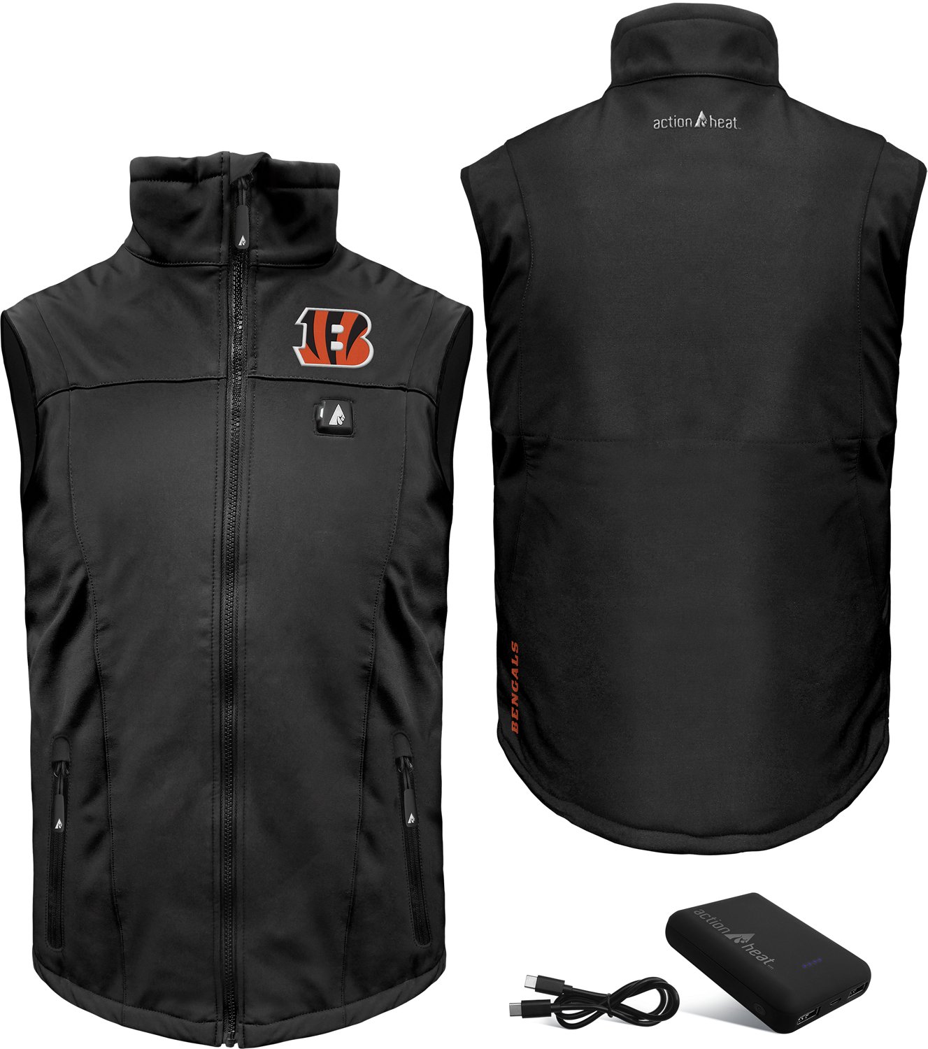 ActionHeat Men’s Cincinnati Bengals 5V Softshell Battery Heated Vest  - view number 6