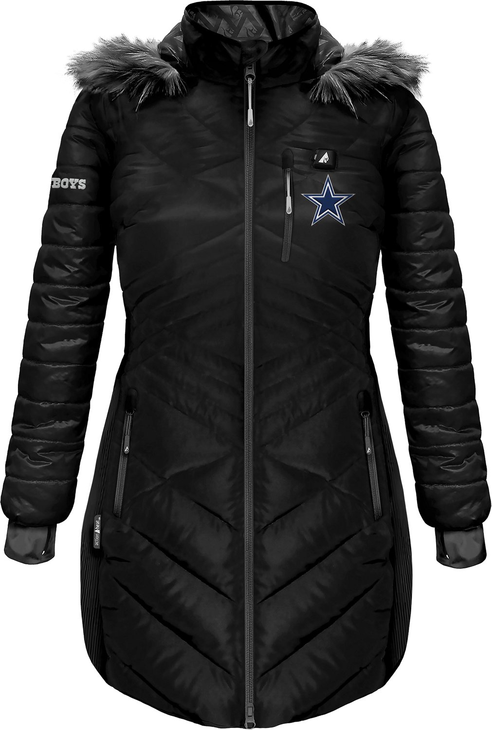 ActionHeat Women's Cowboys 5V Long Puffer Battery Heated Jacket - view number 2