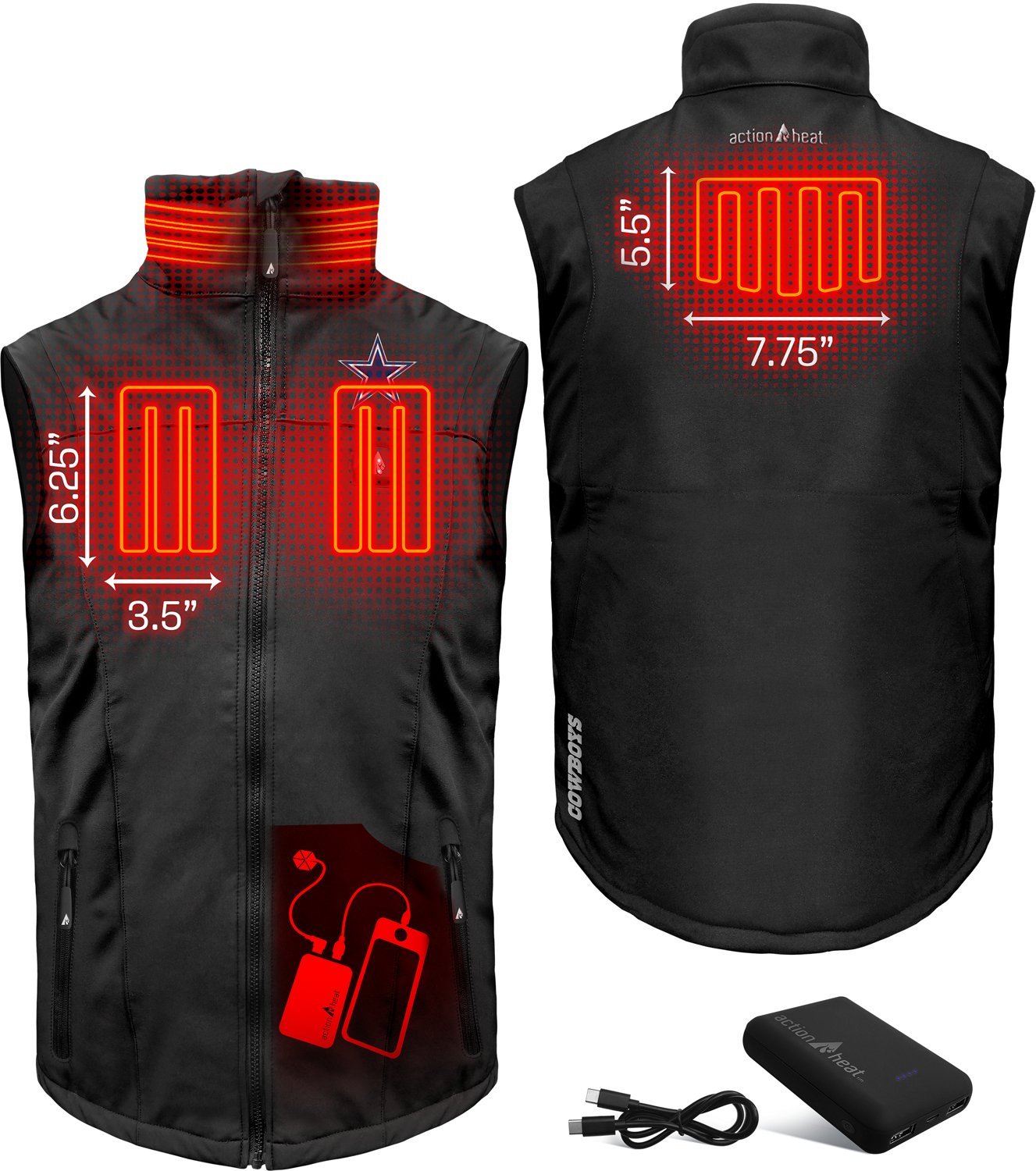 ActionHeat Men's Cowboys 5V Puffer Battery Heated Jacket - view number 3