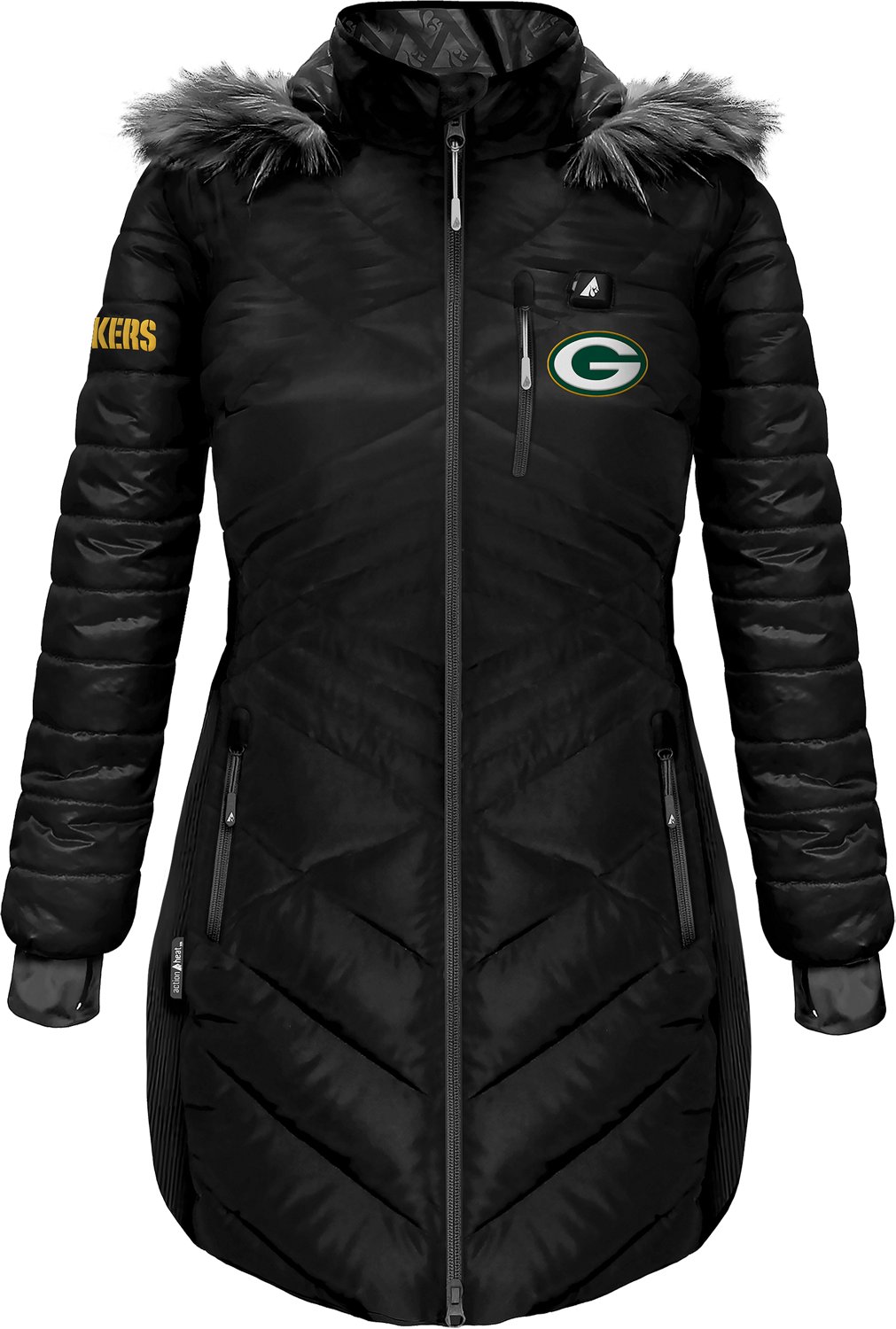 ActionHeat Women's Packers 5V Long Puffer Battery Heated Jacket - view number 2