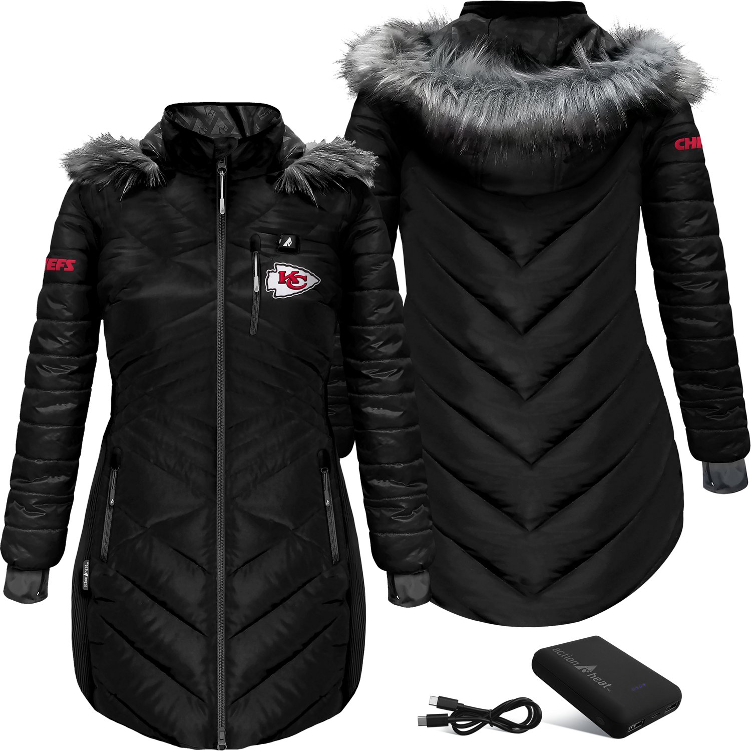 ActionHeat Women's Chiefs 5V Long Puffer Battery Heated Jacket - view number 6