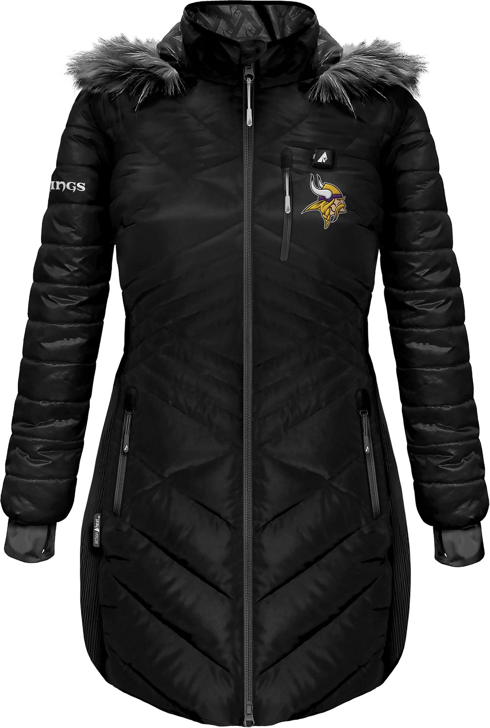 ActionHeat Women's Vikings 5V Long Puffer Battery Heated Jacket - view number 2