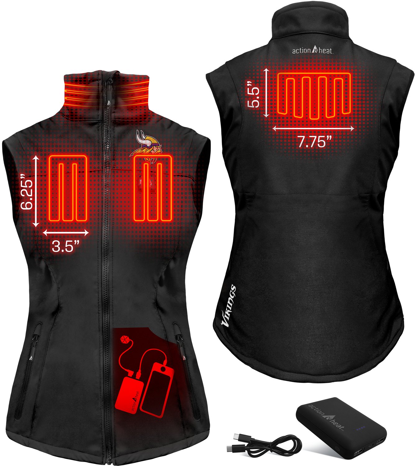 ActionHeat Women's Vikings 5V Softshell Battery Heated Vest - view number 3