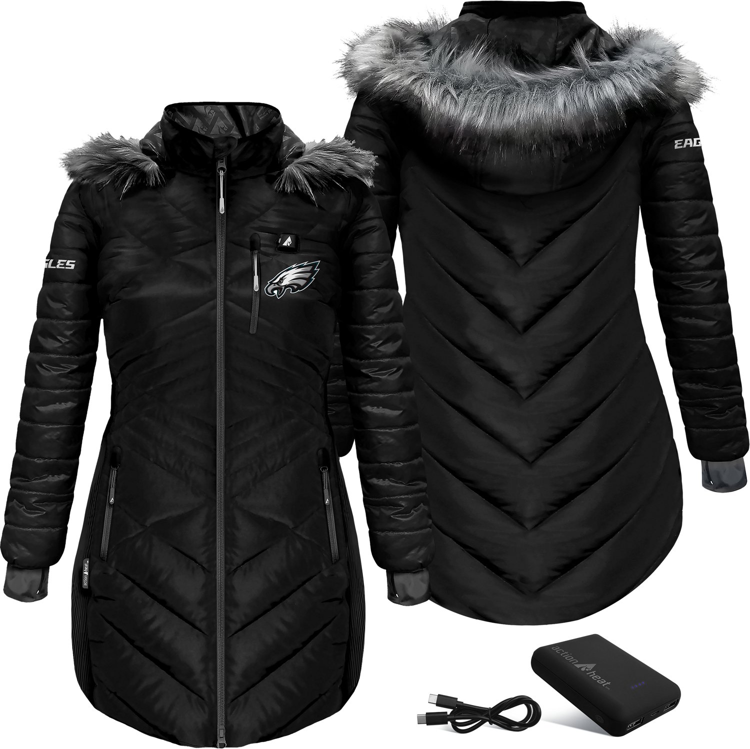 ActionHeat Women's Eagles 5V Long Puffer Battery Heated Jacket - view number 6