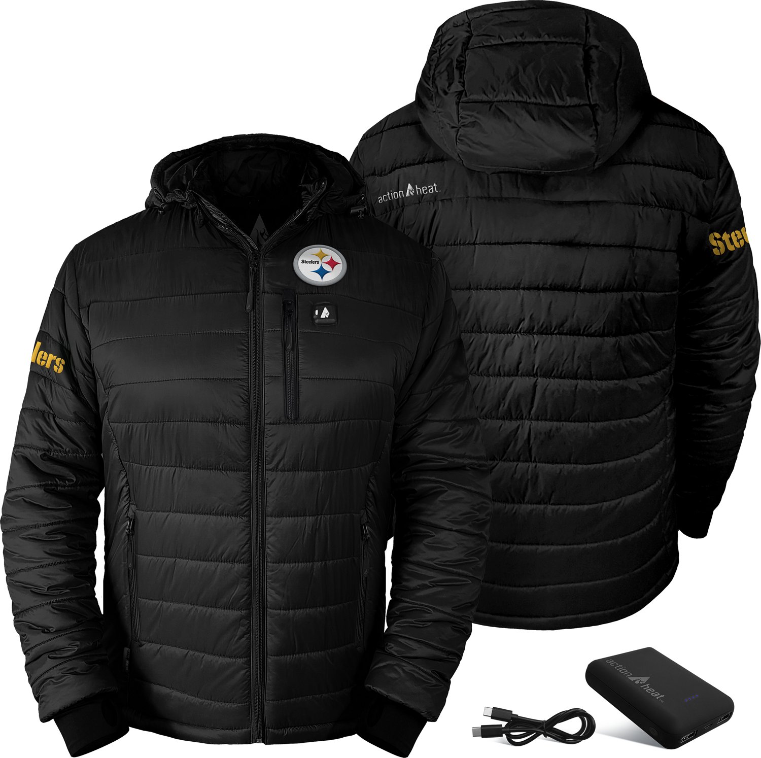 ActionHeat Men's Pittsburgh Steelers 5V Puffer Battery Heated Jacket - view number 6