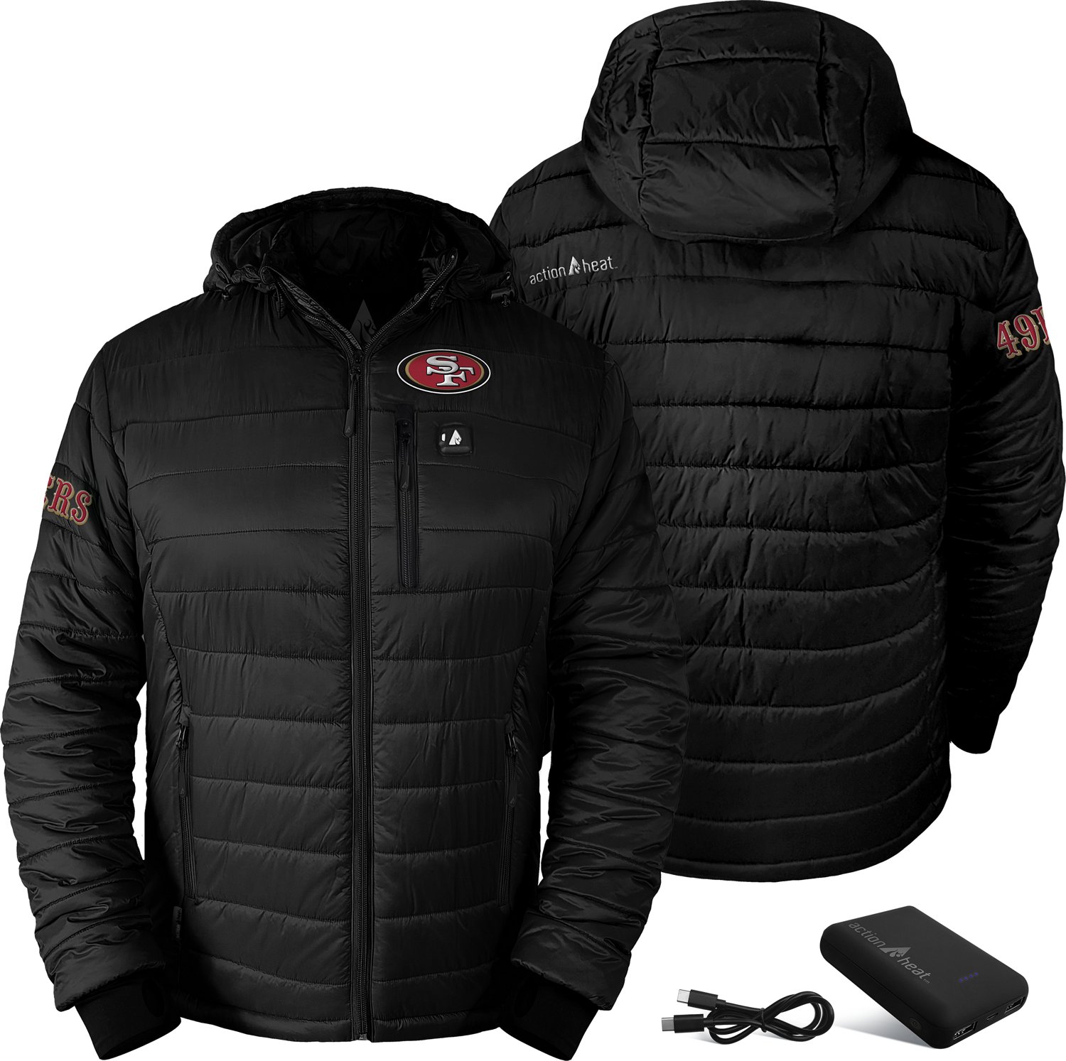 ActionHeat Men's San Francisco 49ers 5V Puffer Battery Heated Jacket - view number 6