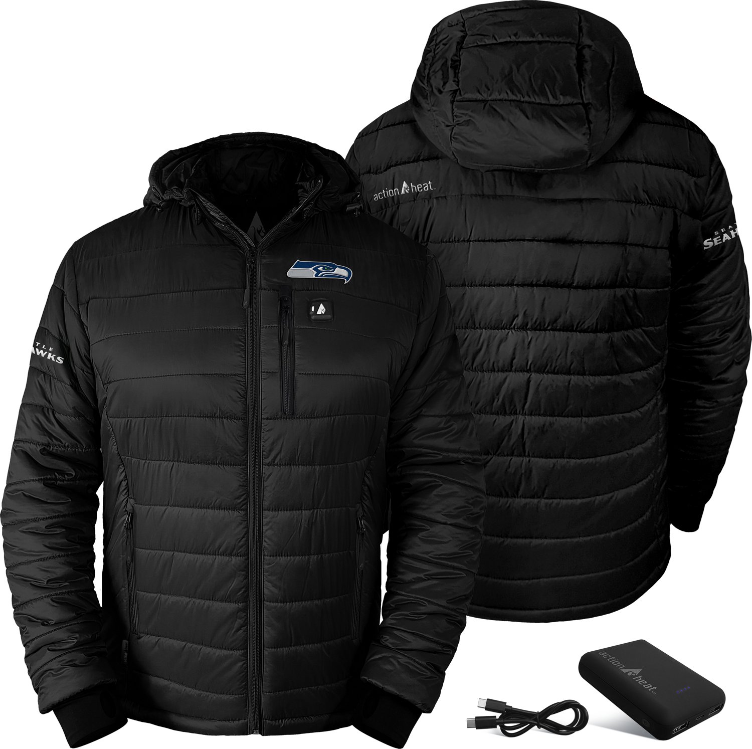 ActionHeat Men's Seattle Seahawks 5V Puffer Battery Heated Jacket - view number 6