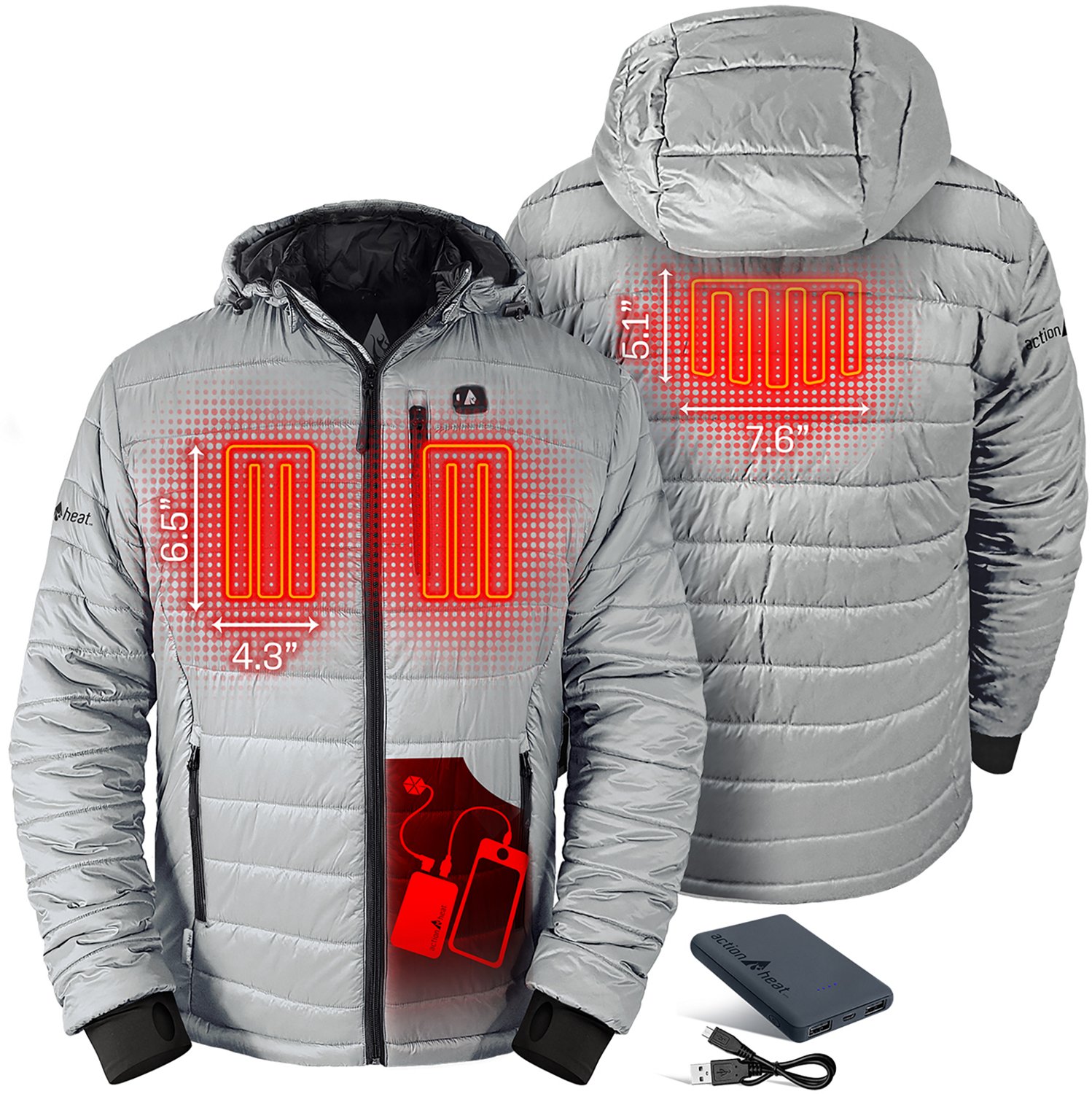 ActionHeat Men's 5V Battery Heated Puffer Jacket with Hood - view number 3
