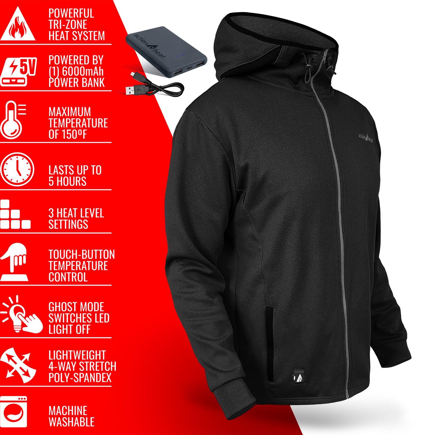 ActionHeat Men's Slim Fit 5V Hoodie - view number 4