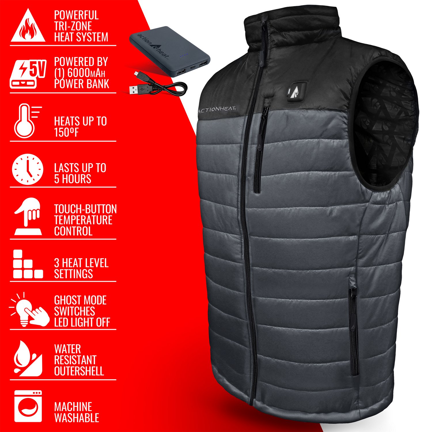ActionHeat Men's 5V Battery Heated Pocono Puffer Vest - view number 4