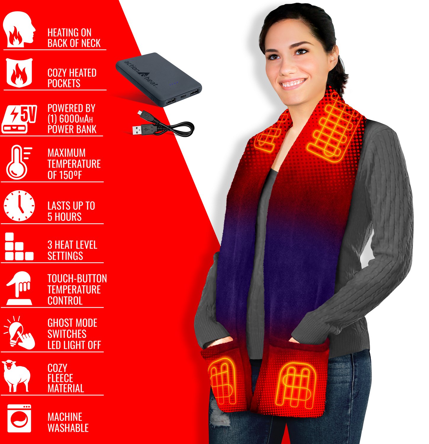 ActionHeat 5 V Battery Heated Fleece Scarf - view number 4