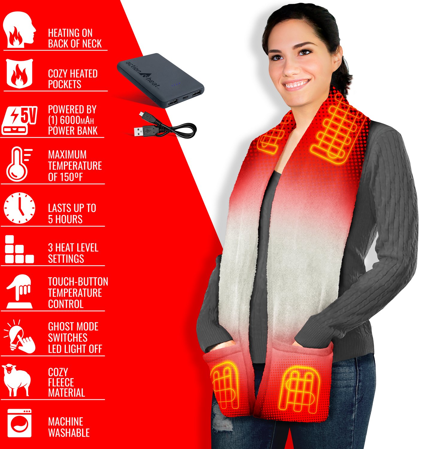 ActionHeat 5 V Battery Heated Fleece Scarf                                                                                       - view number 4