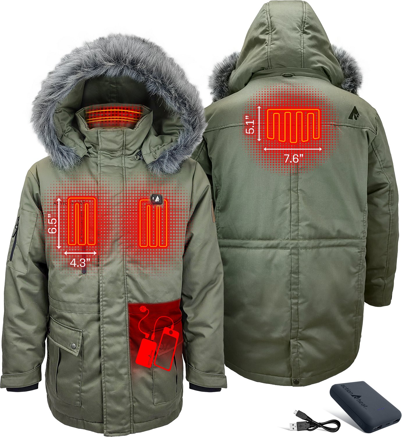 ActionHeat Men's 5V Battery Heated Parka Jacket - view number 3
