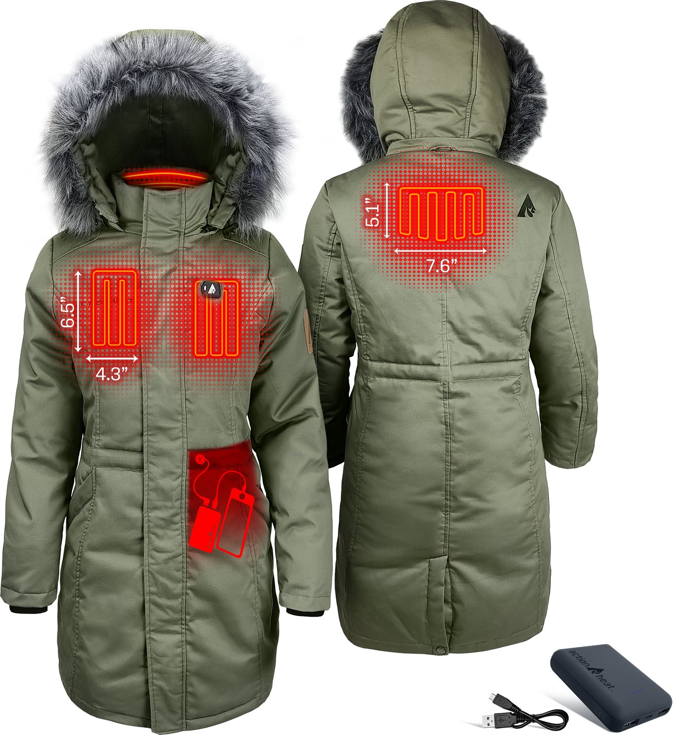 ActionHeat Women’s 5V Battery Heated Parka Jacket