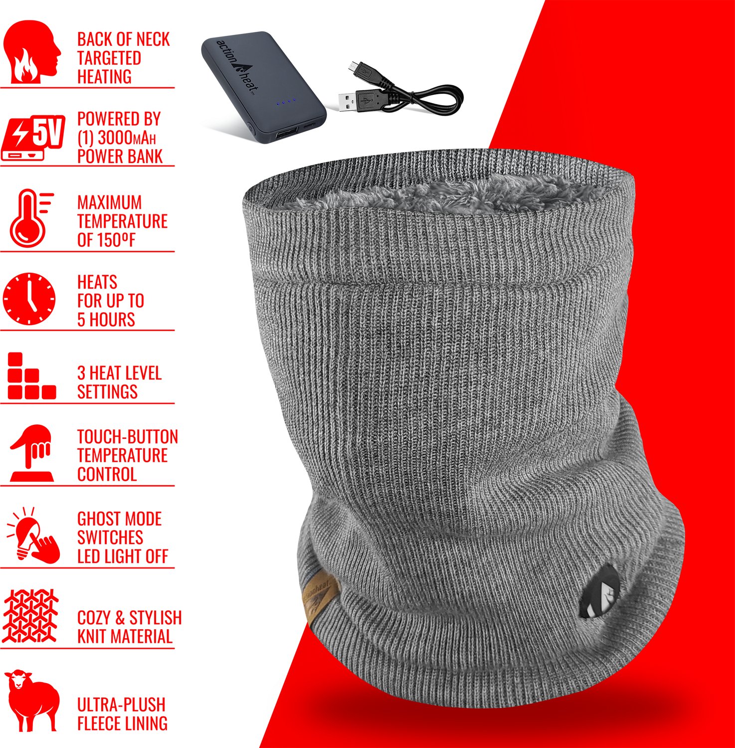 ActionHeat Men's 5V Battery Heated Cable Knit Gaiter - view number 3
