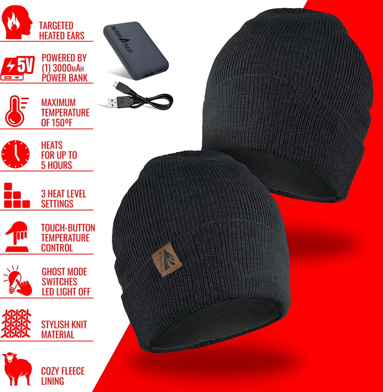 ActionHeat Men's 5V Battery Heated Acrylic Knit Hat - view number 3