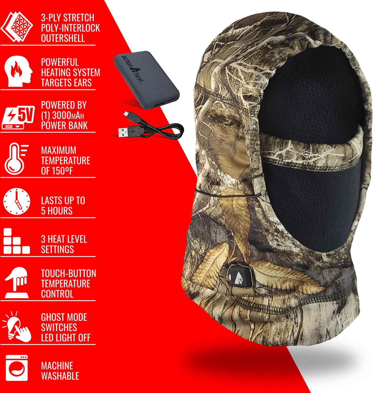 ActionHeat Men's 5V Battery Heated Hunting Fleece Balaclava - view number 4