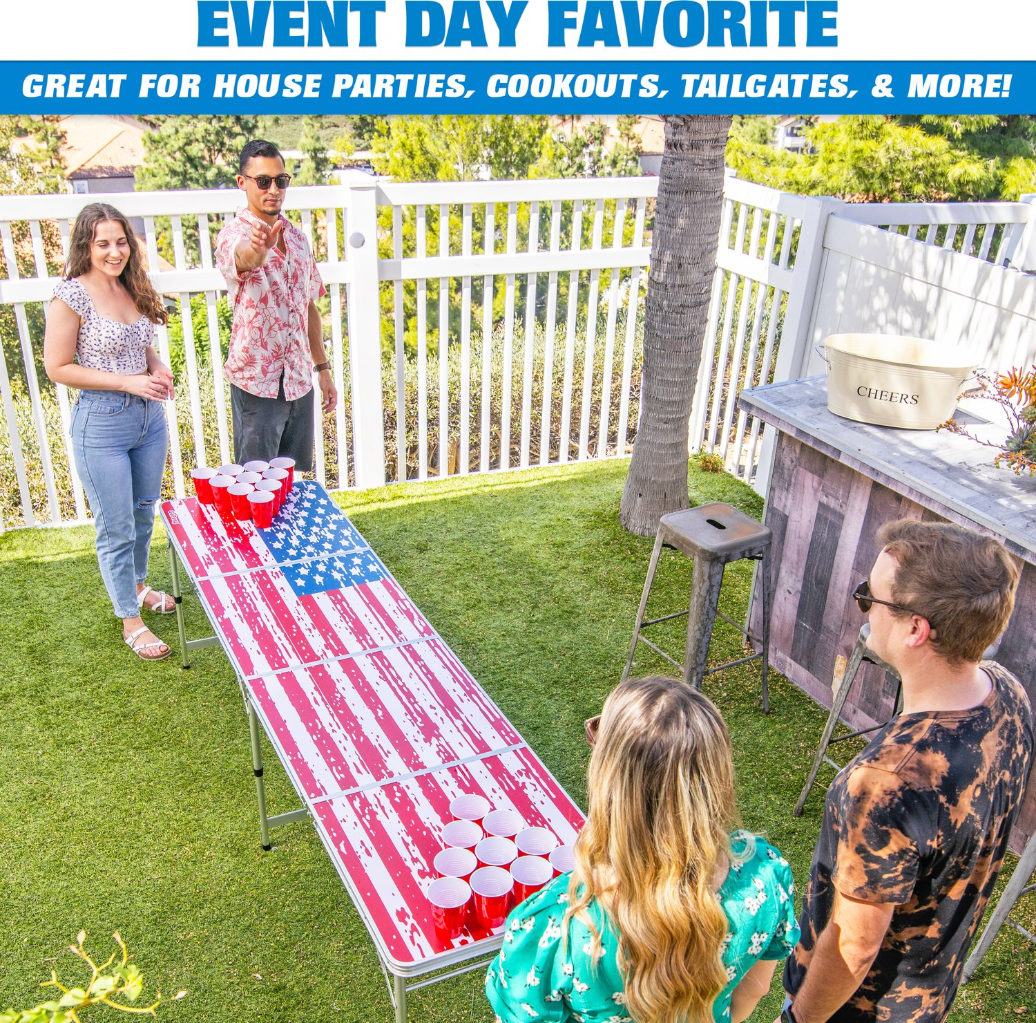 GoPong American Flag 8 ft Portable Table - view number 4