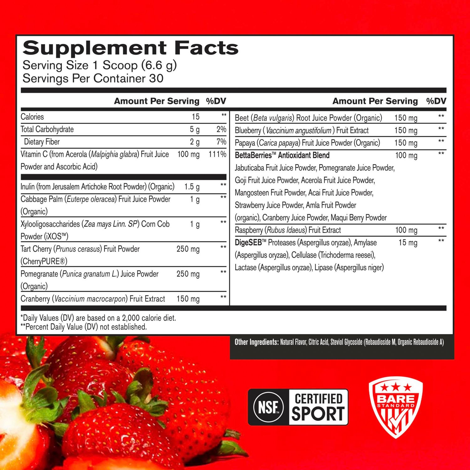 BPN Bare Performance Nutrition Strong Reds Superfood Powerhouse Strawberry Supplement                                            - view number 3