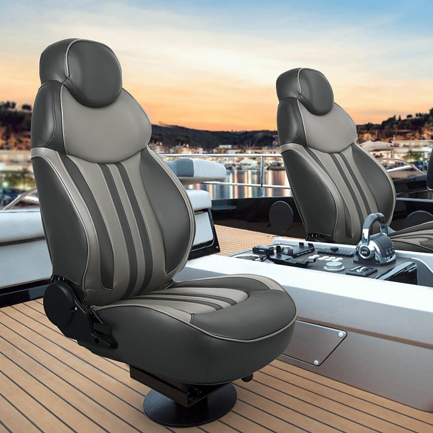 Leader Accessories High-Back Luxury Reclining Captain's Pontoon Boat Seat                                                        - view number 6