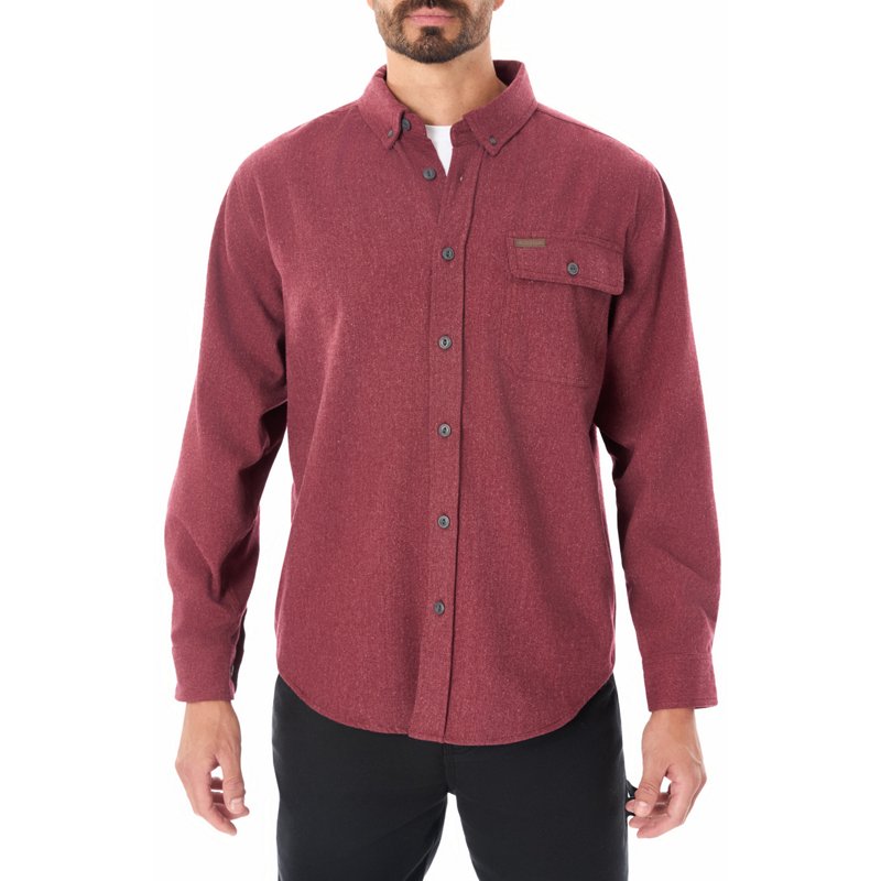 Smith's Workwear Men's Extra Heavyweight Chamois Flannel Shirt Heather Burgundy, Large - Men's Longsleeve Work Shirts at Academy Sports