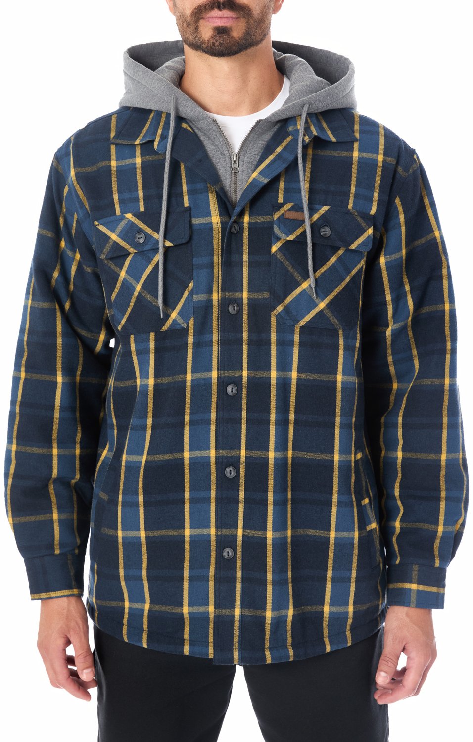 Smith's Workwear Men's Sherpa-Lined Hooded Shirt-Jacket with Inset - view number 1