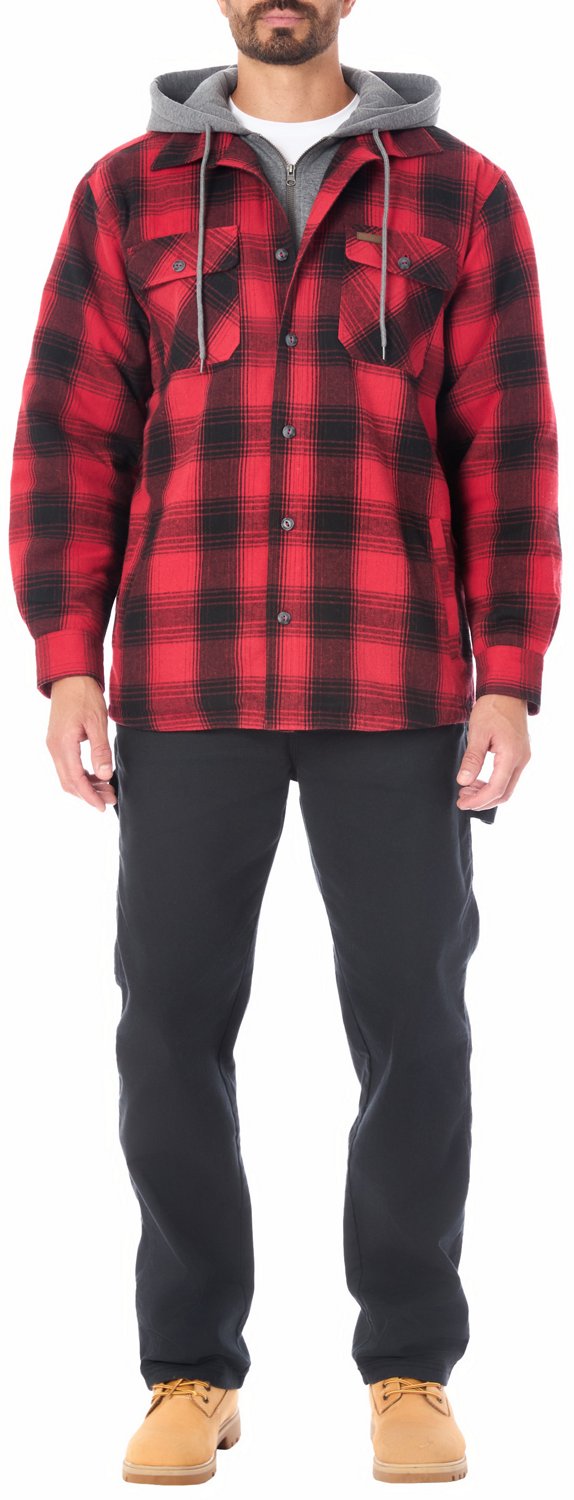 Smith's Workwear Men's Sherpa-Lined Hooded Shirt-Jacket with Inset - view number 5