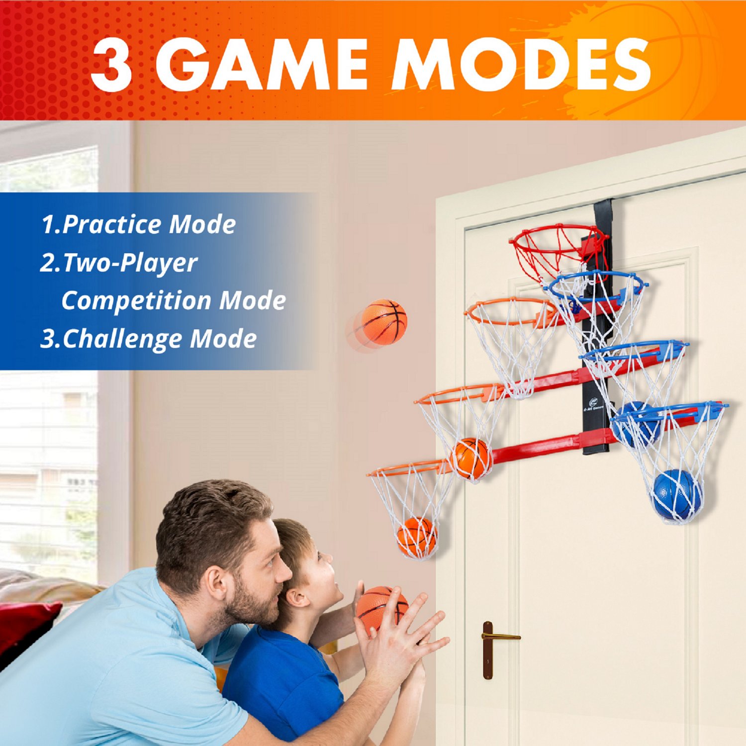 E-Jet Sport Games Foldable Over-the-Door Mini Hoop Race                                                                          - view number 5