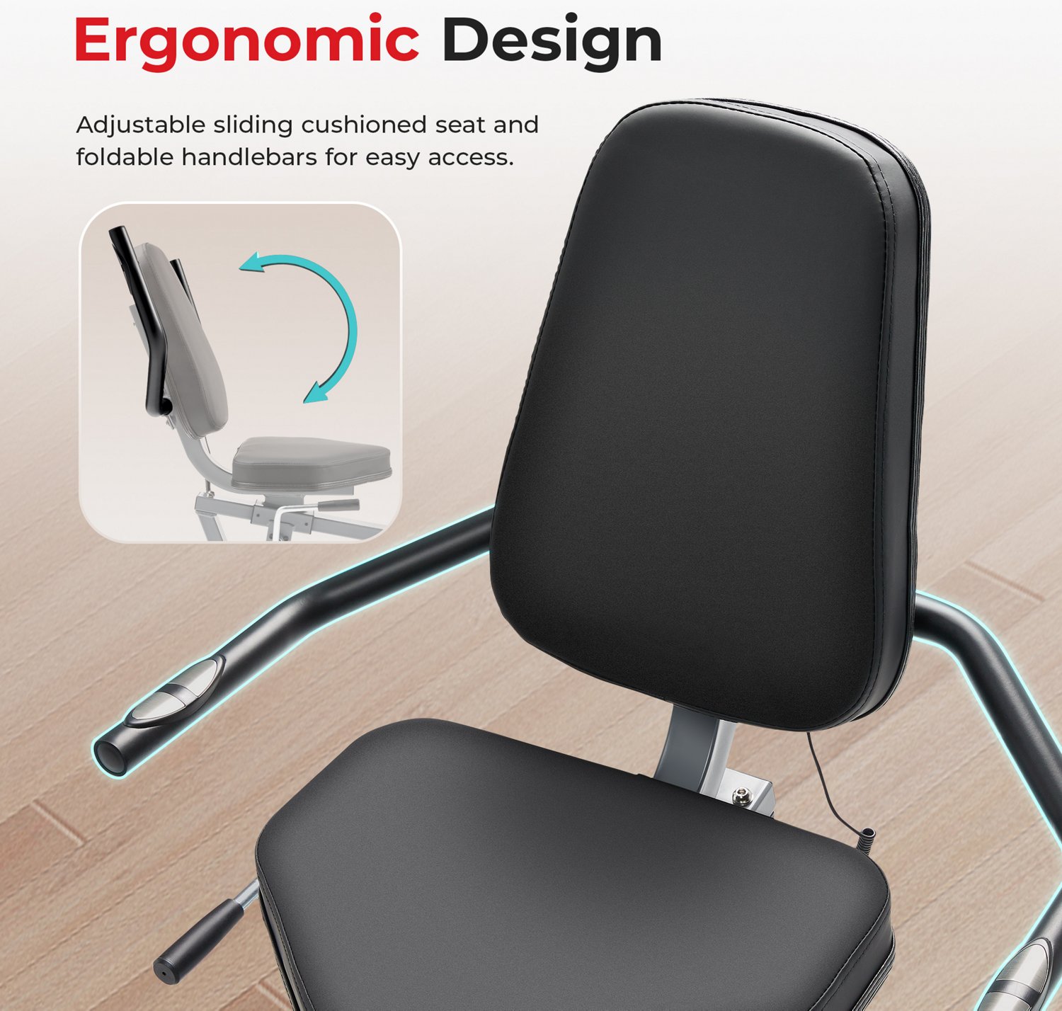 Sunny Health & Fitness Smart Magnetic Recumbent Bike with Arm Exerciser - view number 5