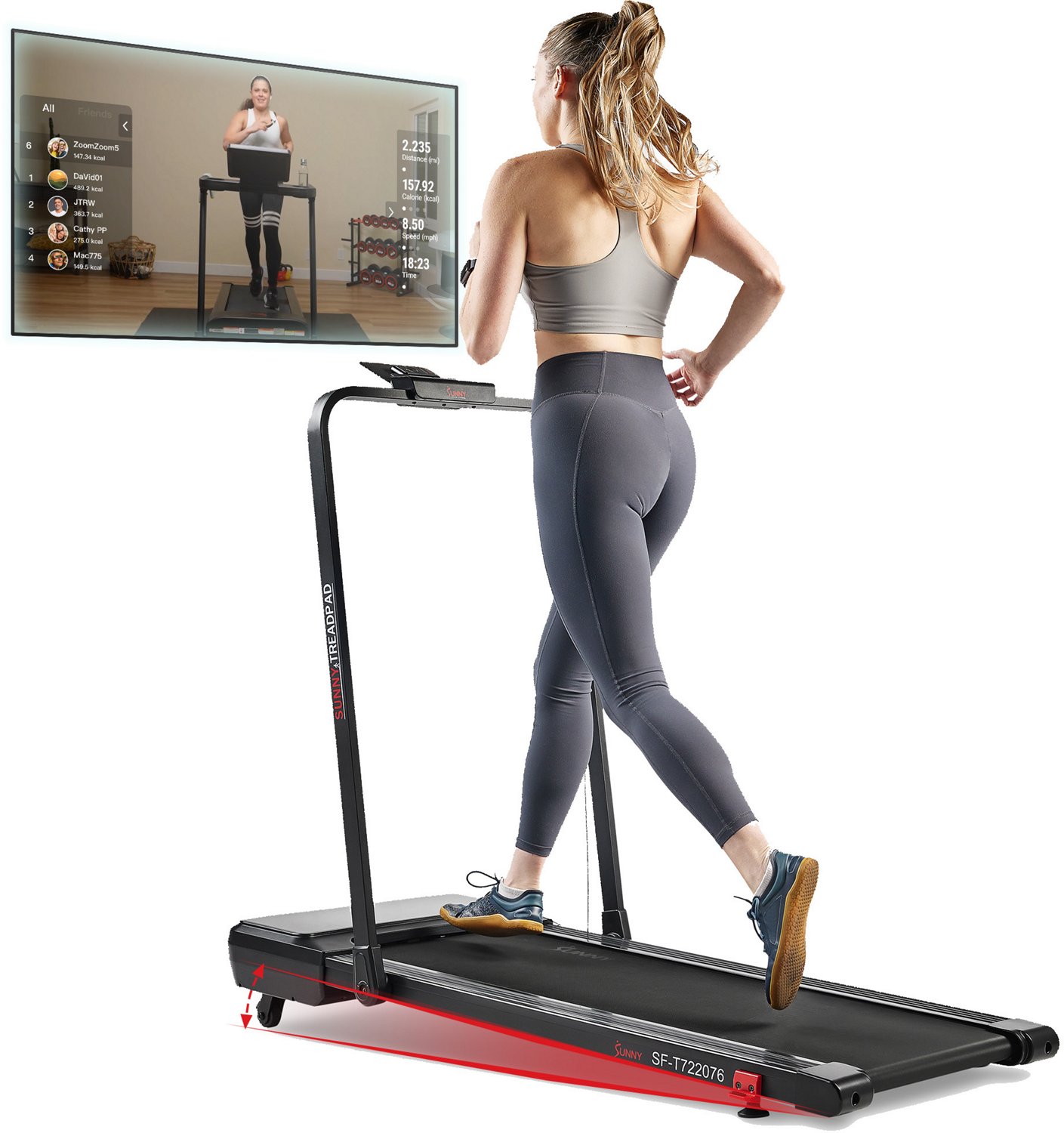 Sunny Health & Fitness Pacer Smart Compact Auto Incline Tread Pad - view number 2