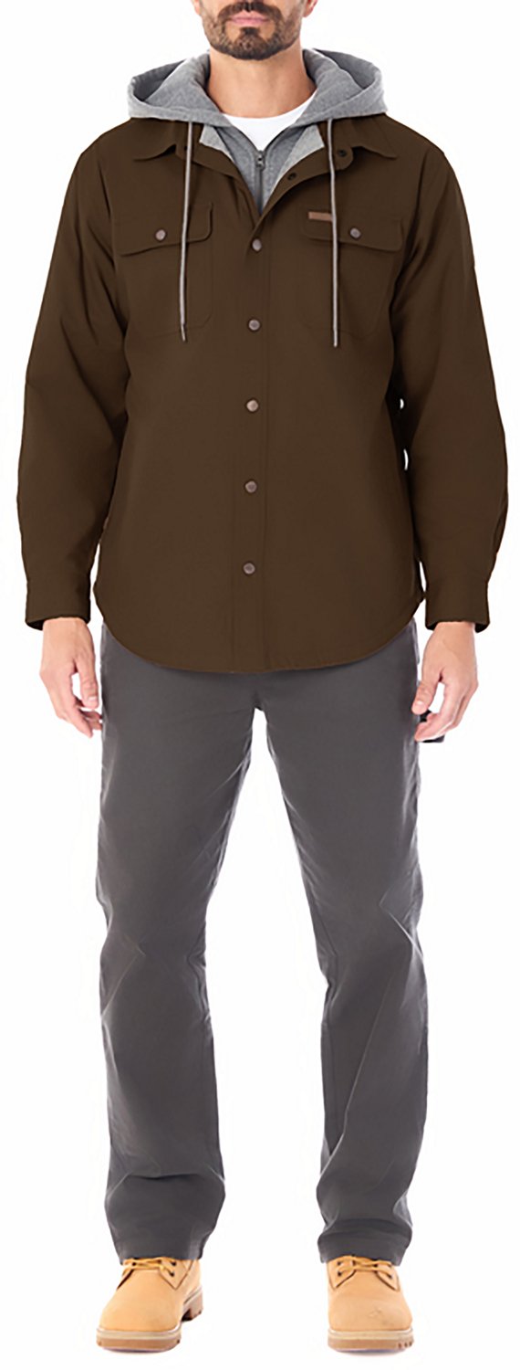 Smith's Workwear Men's Sherpa-Lined Hooded Stretch-Canvas Snap Shirt-Jacket - view number 5