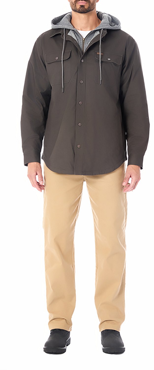 Smith's Workwear Men's Sherpa-Lined Hooded Stretch-Canvas Snap Shirt-Jacket - view number 5