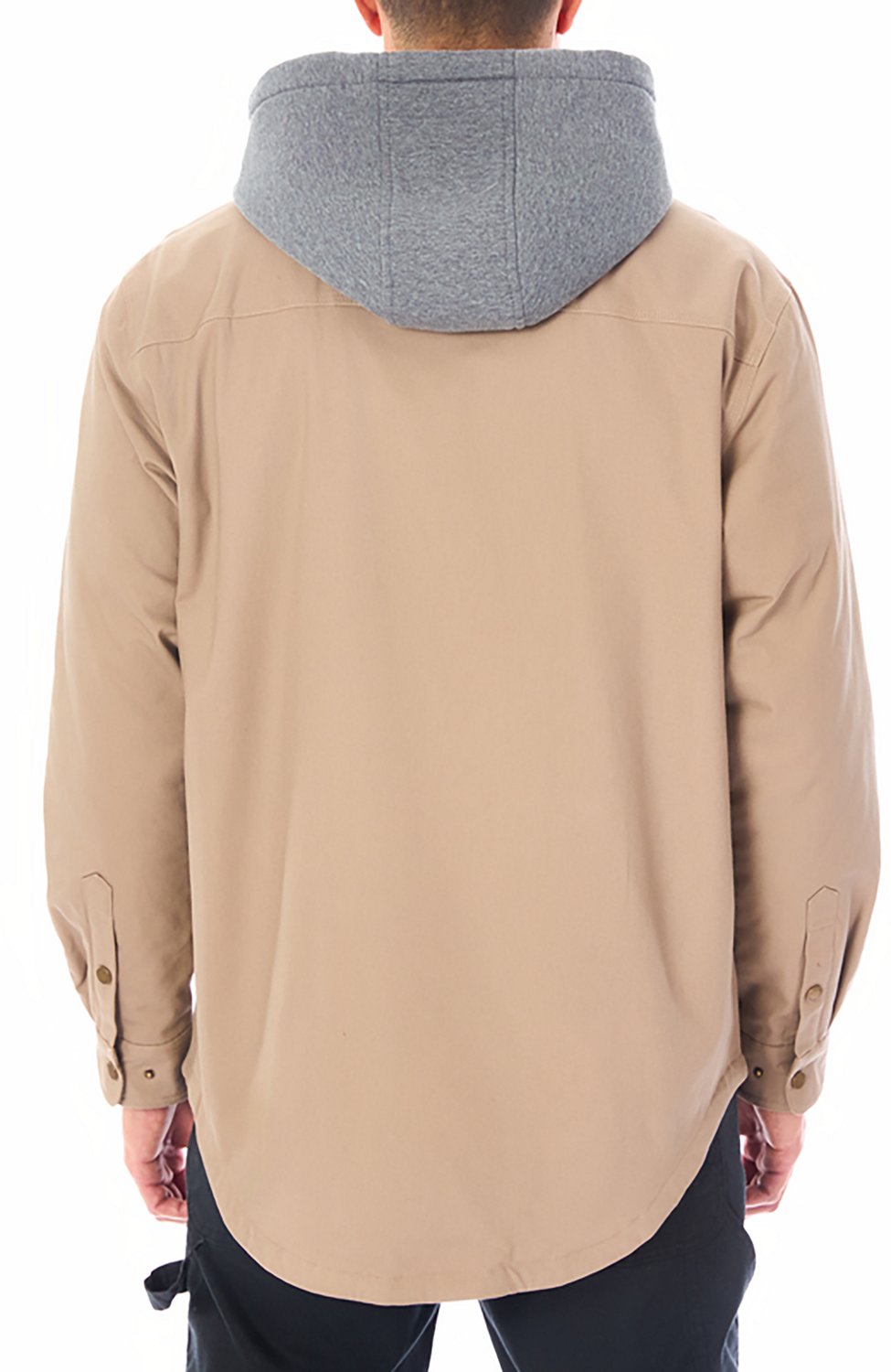 Smith's Workwear Men's Sherpa-Lined Hooded Stretch-Canvas Snap Shirt-Jacket - view number 2