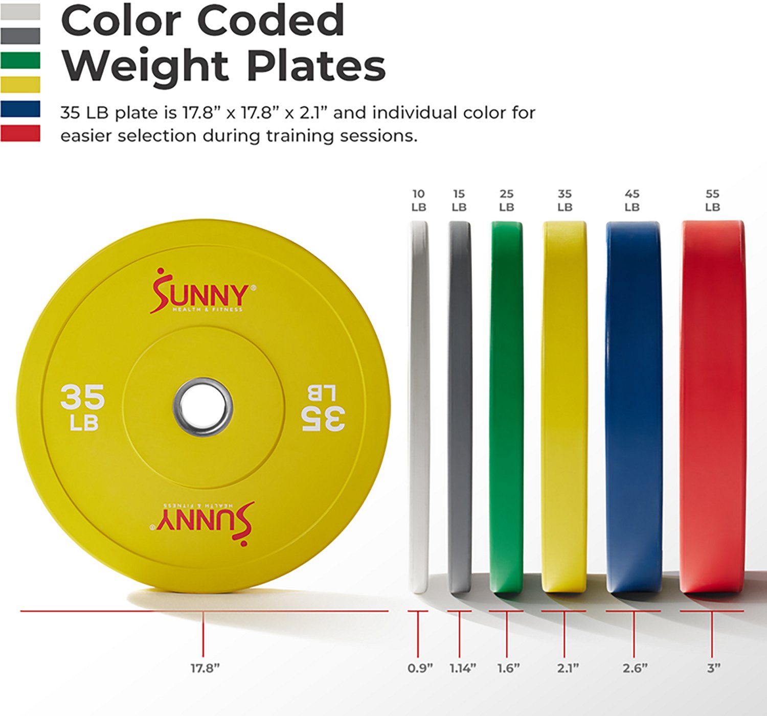 Sunny Health & Fitness Elite 2 in Rubber Olympic Weight Plates Pair                                                              - view number 2