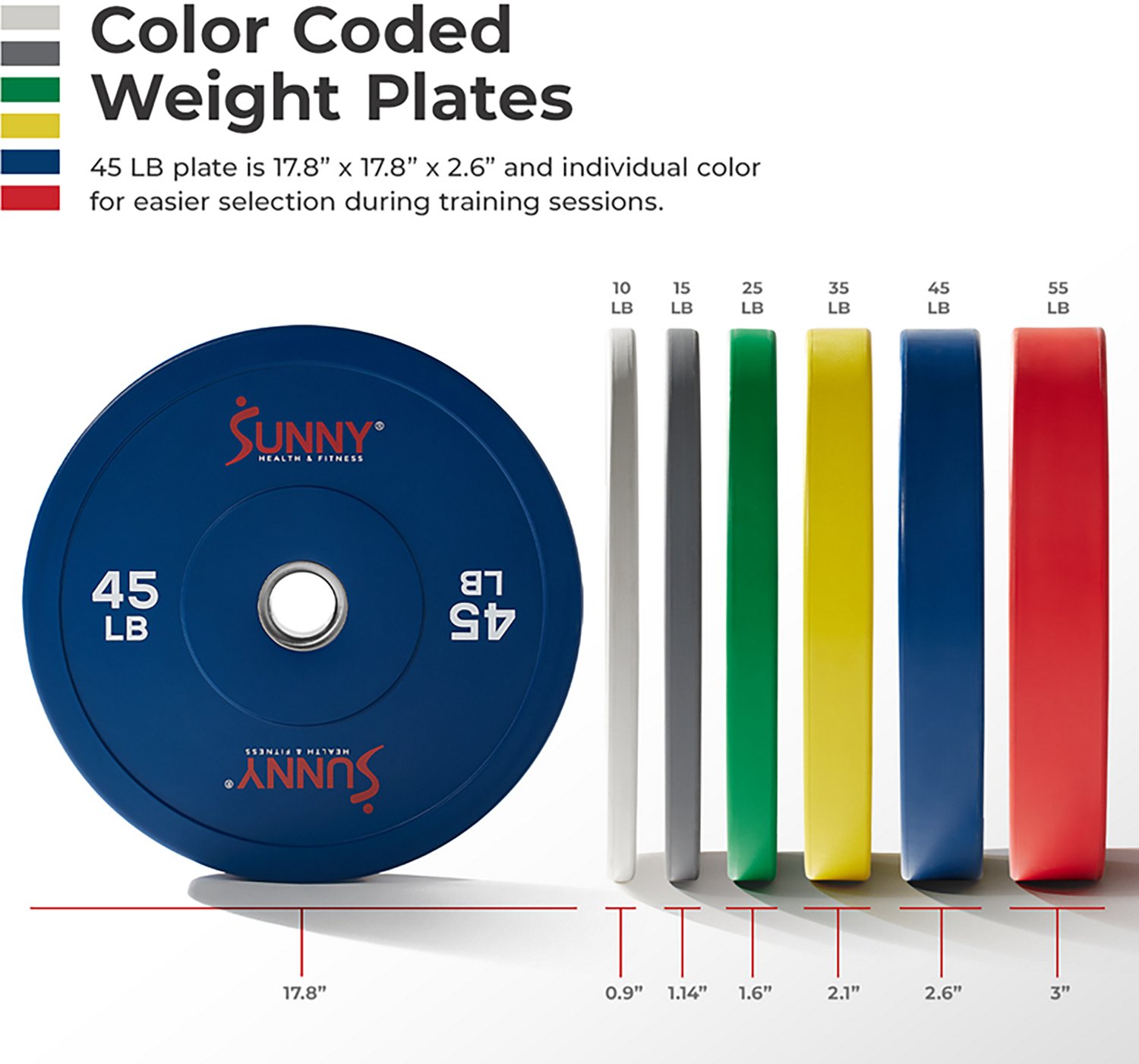 Sunny Health & Fitness Elite 2-inch Rubber Olympic Bumper Weight Plate - view number 2