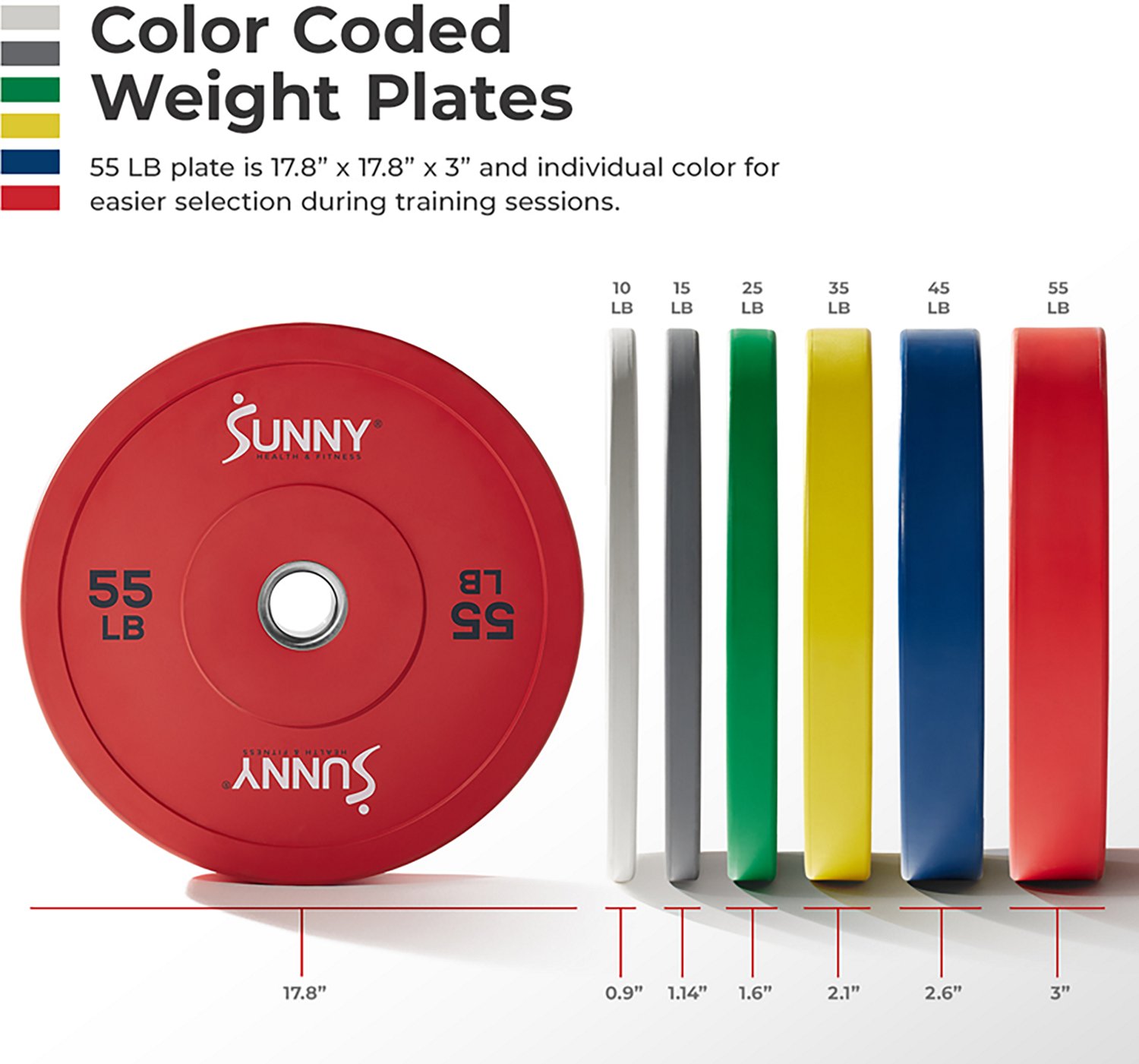 Sunny Health & Fitness Elite 2-Inch Rubber Olympic Bumper Weight Plate – Single - view number 2